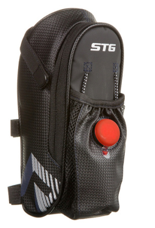 Сумка под седло STG мод.131396, с карманом для фляги, с красным фонарем сзади,1-о отделен