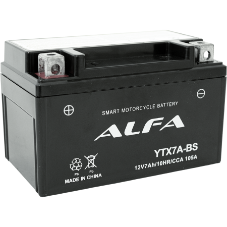 Аккумуляторная батарея марки ALFA YTX7A-BS 7Ah (105A 150*87*94)