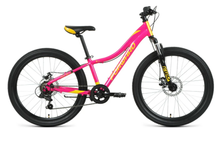 Велосипед FORWARD JADE 24 2.0 disc (24" 7 ск. рост. 12") 2020-2021, розовый/золотой, RBKW1J347005