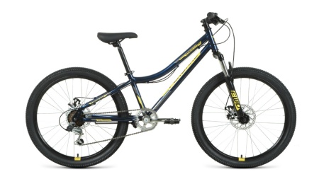Велосипед FORWARD TITAN 24 2.0 D (24" 6 ск. рост. 12") 2022, темно-синий/золотой, RBK22FW24024