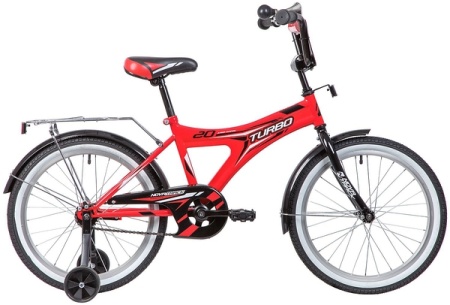 Велосипед NOVATRACK TURBO 20, монокок, красный, тормоз ножной, крылья и багажни