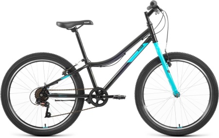 Велосипед ALTAIR MTB HT 24 1.0 (24" 6 ск. рост. 12") 2022, черный/голубой, IBK22AL24089
