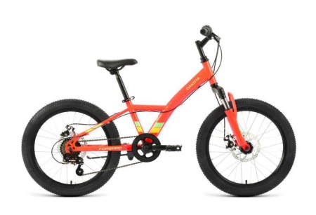 Велосипед FORWARD DAKOTA 20 2.0 D (20" 6 ск. рост. 10.5") 2022, красный/желтый, RBK22FW20586