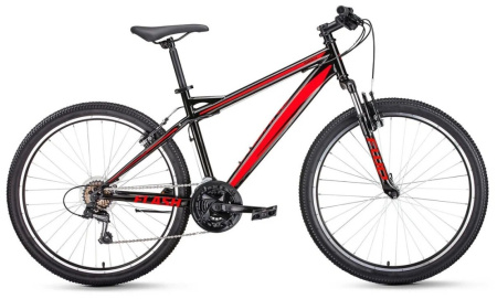 Велосипед FORWARD FLASH 26 1.0 (26" 21 ск. рост. 19") 2020-2021, черный/красный, RBKW1M16G009