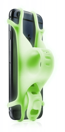 Держатель для смартфона 07-180014 силиконовый на руль универсальн. 4.0'-6.7' BIKE TIE 2 люминисцент. зеленый BONE