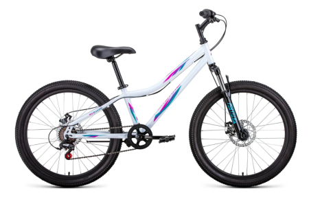 Велосипед FORWARD IRIS 24 2.0 D (24" 6 ск. рост. 12") 2022, белый/розовый, RBK22FW24733