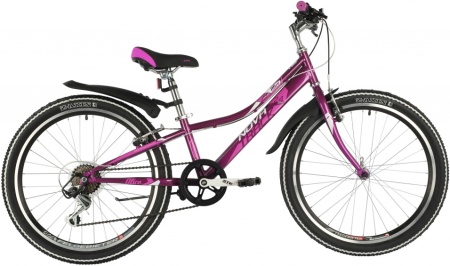 Велосипед NOVATRACK 24" ALICE пурпурный,  сталь, 12", 6 скор., Shimano TY21/Microshift TS38, V- brak