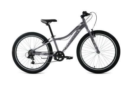 Велосипед FORWARD TWISTER 24 1.0 (24" 7 ск. рост. 12") 2022, черный/серебристый, RBK22FW24845
