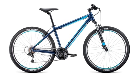 Велосипед FORWARD APACHE 27,5 1.0 алюм. (27,5" 21ск рост 17'') синий/светло-зеленый/, RBKW0M67Q016