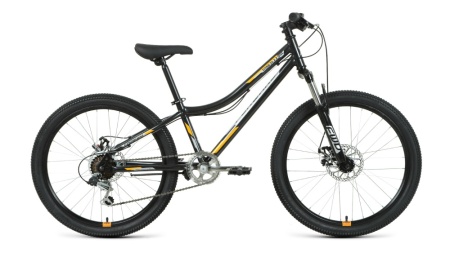Велосипед FORWARD TITAN 24 2.0 D (24" 6 ск. рост. 12") 2022, черный/оранжевый, RBK22FW24023